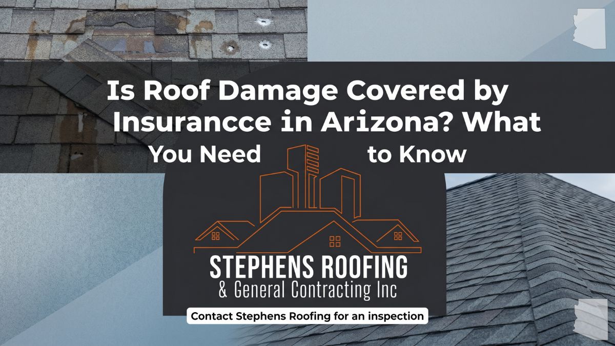Storm-damaged roof being documented for an Arizona insurance claim